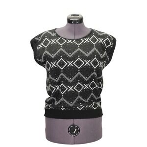 Cristin Stevens Vintage Sweater Vest Women's Medium‎ Knit Geometric Round Neck